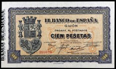 1937. Gijón. 100 pesetas. (Ed. C50) (Ed. 399). Emisión septiembre. S/C-.