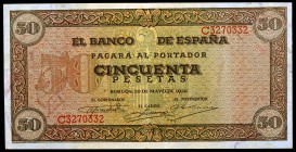 1938. Burgos. 50 pesetas. (Ed. D32a) (Ed. 431a). 20 de mayo. Serie C. EBC-.