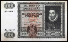 1940. 500 pesetas. (Ed. D40) (Ed. 439). 9 de enero, Juan de Austria. Raro. MBC-.