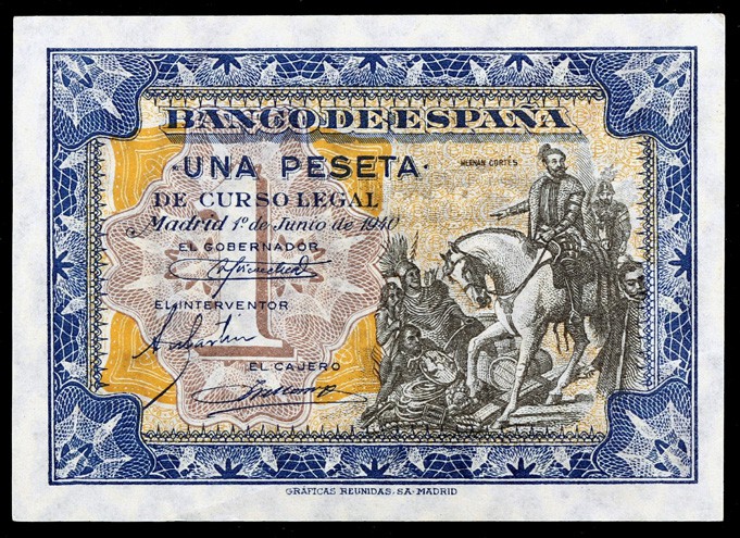 1940. 1 peseta. (Ed. D42) (Ed. 441). 1 de junio, Hernán Cortés. Sin serie. S/C-....