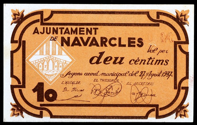 Navarcles. 5, 10, 25, 50 céntimos (dos) y 1 peseta (dos). (T. 1885a, 1886a, 1887...