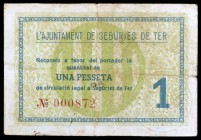 Segúries de Ter. 50 céntimos y 1 peseta. (T. 2677 y 2678). 2 billetes, serie completa. BC+/MBC-.