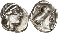 (454-404 a.C.). Ática. Atenas. Tetradracma. (S. 2526) (CNG. IV, 1597). 17,03 g. MBC+.