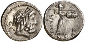 (hacia 80 a.C.). Gens Procilia. Denario. (Bab. 1) (Craw. 379/1). 3,82 g. EBC-/EBC.