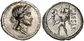 (47-46 a.C.). Julio César. Denario. (Spink 1402) (S. 12) (Craw. 458/1). 3,86 g. EBC.