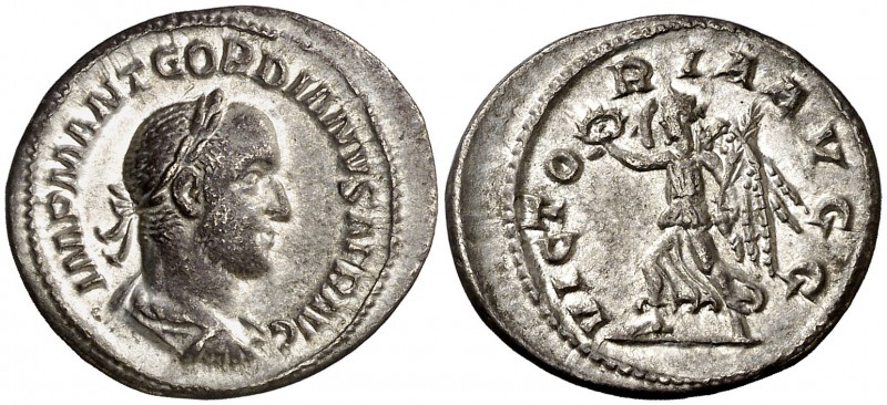 (238 d.C.). Gordiano II, africano. Denario. (Spink 8466) (S. 12) (RIC. 2). 2,53 ...