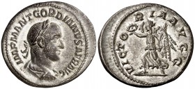 (238 d.C.). Gordiano II, africano. Denario. (Spink 8466) (S. 12) (RIC. 2). 2,53 g. Muy rara. EBC-.