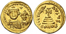 Heraclio y Heraclio Constantino (610-641). Constantinopla. Sólido. (Ratto falta) (S. 738). 4,54 g. EBC-.