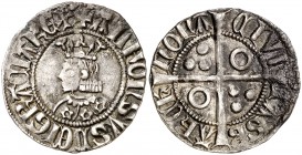 Alfons III (1327-1336). Barcelona. Croat. (Cru.V.S. 366.3) (Cru.C.G. 2184a). 3,19 g. Flores de cinco pétalos en el vestido. Letras A con travesaño exc...