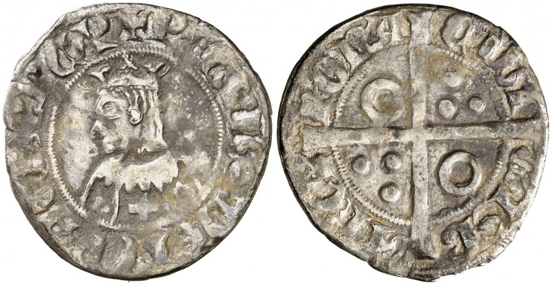 Pere III (1336-1387). Barcelona. Croat. (Cru.V.S. 408) (Cru.C.G. 2223m). 3,14 g....