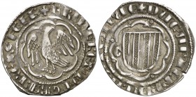 Frederic III de Sicília (1296-1337). Sicília. Pirral. (Cru.V.S. 572 var) (Cru.C.G. 2560c, mismo ejemplar) (MIR. 184). 2,69 g. Ex Colección Crusafont 2...