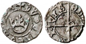 Lluís XI de França (1463-1467/1473-1483). Perpinyà. Malla. (Cru.V.S 929 var) (Cru.C.G. 3052). 0,58 g. Buen ejemplar. Rara. MBC+.