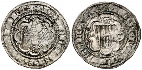 Joan II (1458-1479). Sicília. Pirral. (Cru.V.S. 974) (Cru.C.G. 3013) (MIR 230/3). 2,62 g. Manchitas. Escasa. MBC.