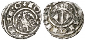 Joan II (1458-1479). Sicília. Quintino. (Cru.V.S. 982) (Cru.C.G. 3021) (MIR. 232/2). 0,46 g. Ex Áureo 04/03/1998, nº 1576. Rara. MBC-.