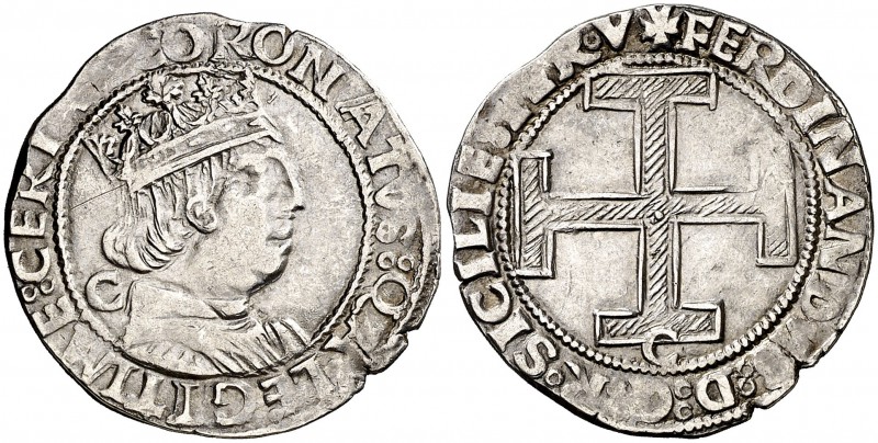 Ferran I de Nàpols (1458-1494). Nàpols. Coronat. (Cru.V.S. 1007) (Cru.C.G. 3417)...