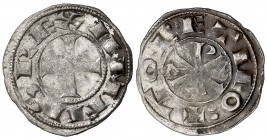 Alfonso VI (1073-1109). Toledo. Dinero. (AB. 5). 1,16 g. Sombras. Ex Áureo & Calicó 28/01/2009, nº 395. Ex Colección Manuela Etcheverría. MBC+.