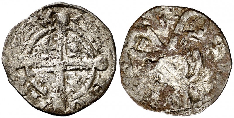 Alfonso IX (1188-1230). Santiago de Compostela. Dinero. (AB. 130.2). 0,58 g. Oxi...