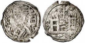 Alfonso VIII (1158-1214). ¿Toledo?. Óbolo. (AB. 206). 0,51 g. Hojita. Ex Colección Manuela Etcheverría. Escasa. MBC.