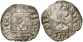 Alfons XI (1312-1350). Toledo. Novén. (AB. 359.1 var). 0,90 g. Ex Colección Manuela Etcheverría. Raro error en leyenda. MBC/MBC+.