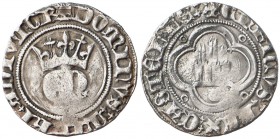 Enrique II (1368-1379). Coruña. Medio real. (AB. 409). 1,69 g. Muy rara. BC+.