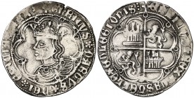 Enrique IV (1454-1474). Sevilla. Real de busto. (AB. 685). 3,26 g. Orla lobular en anverso y reverso. Limpiada. Ex Colección Manuela Etcheverría. (MBC...