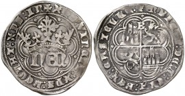 Enrique IV (1454-1474). Burgos. Real de anagrama. (AB. 708.2 var). 3,30 g. Orla lobular en anverso y reverso. Ex Áureo & Calicó 28/01/2009, nº 463. Ex...
