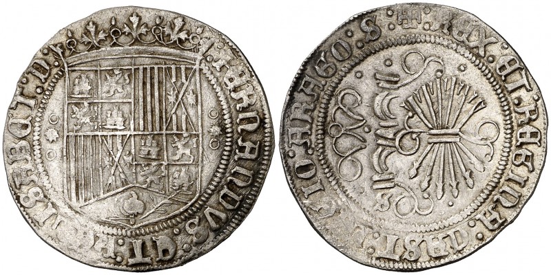 Reyes Católicos. Sevilla. 1 real. (Cal. falta). 3,38 g. Estrellas de 8 puntas. A...