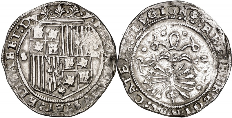 Reyes Católicos. Sevilla. 4 reales. (Cal. falta). 13,54 g. La leyenda comienza a...