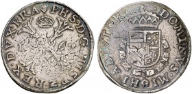 1567. Felipe II. Amberes. 1 escudo Borgoña. (Vti. 1304) (Vanhoudt 290.AN). 28,93 g. Bonita pátina. Ex Áureo & Calicó 16/09/2009, nº 612. Ex Colección ...