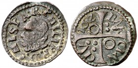 16Z (sic). Felipe III. Barcelona. 1 diner. (Cal. 611) (Cru.C.G. 4347i). 0,75 g. El 2 de la fecha en forma de Z. Buen ejemplar. Rara así. MBC+.