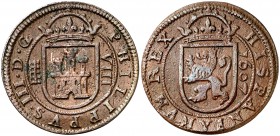 1607. Felipe III. Segovia. 8 maravedís. (Cal. 763). 6,10 g. Buen ejemplar. Ex Colección Manuela Etcheverría. MBC+.