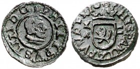 1663. Felipe IV. Cuenca. . 2 maravedís. (Cal. 1348). 0,52 g. Bella. Ex Colección Manuela Etcheverría. Escasa así. EBC-.