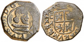 1661. Felipe IV. Cuenca. . 8 maravedís. (Cal. 1324) (Seb. 199). 2,57 g. Acuñada a martillo. Buen ejemplar. Rara. MBC+.