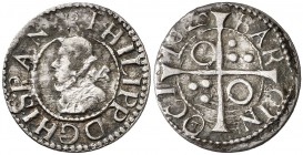 1626. Felipe IV. Barcelona. 1/2 croat. (Cal. 1131) (Cru.C.G. 4418). 1,56 g. Manchitas. Rara. MBC.