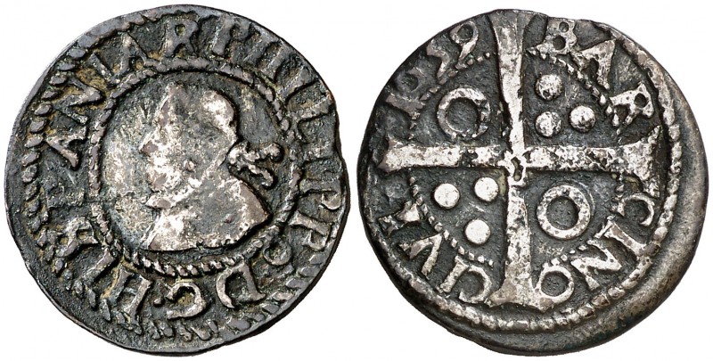 1639. Felipe IV. Barcelona. 1 croat. (Cal. 981) (Cru.C.G. 4414k). 2,72 g. Escasa...