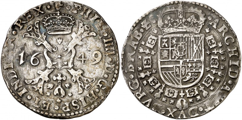 1649. Felipe IV. Amberes. 1 patagón. (Vti. 952) (Vanhoudt 645.AN). 27,66 g. Buen...