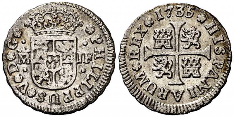 1735. Felipe V. Madrid. JF. 1/2 real. (Cal. 1799). 1,43 g. Ex Colección Manuela ...