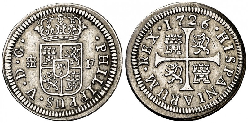 1726. Felipe V. Segovia. F. 1/2 real. (Cal. 1921). 1,50 g. Ex Colección Manuela ...