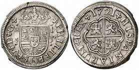 1721. Felipe V. Sevilla. J. 1 real. (Cal. 1709). 2,74 g. Golpecitos. Buen ejemplar. Ex Colección Manuela Etcheverría. MBC+.