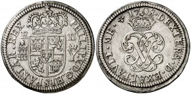 1708. Felipe V. Segovia. Y. 2 reales. (Cal. 1382). 5,58 g. Palma derecha sobre izquierda en reverso. Buen ejemplar. Ex Colección Manuela Etcheverría. ...