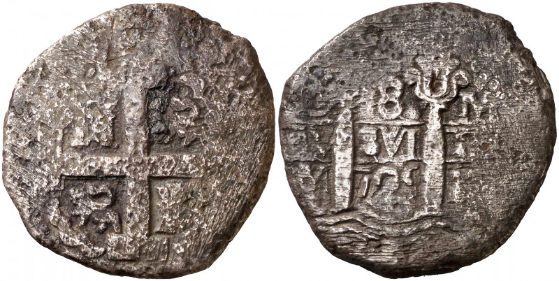 1725. Luis I. Lima. M. 8 reales. (Cal. 13). 22,62 g. Fuertes oxidaciones limpiad...