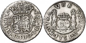 1751. Fernando VI. México. M. 2 reales. (Cal. 491). 6,21 g. Columnario. Ex Colección Manuela Etcheverría. MBC.