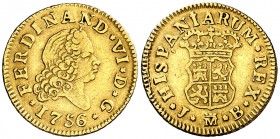 1756. Fernando VI. Madrid. JB. 1/2 escudo. (Cal. 254). 1,72 g. MBC-.