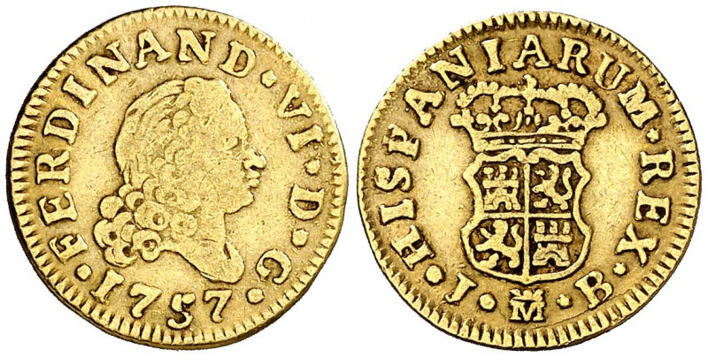 1757. Fernando VI. Madrid. JB. 1/2 escudo. (Cal. 255). 1,71 g. BC+/MBC-.