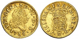 1758. Fernando VI. Madrid. JB. 1/2 escudo. (Cal. 256). 1,74 g. MBC-/MBC.