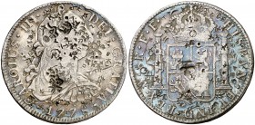 1778. Carlos III. México. FF. 8 reales. (Cal. 926). 26,40 g. Resellos orientales. MBC.