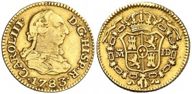 1783. Carlos III. Madrid. JD. 1/2 escudo. (Cal. 774). 1,78 g. MBC-.