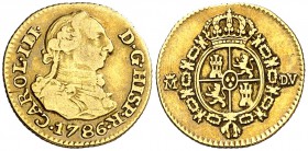 1786. Carlos III. Madrid. DV. 1/2 escudo. (Cal. 778). 1,71 g. MBC-/MBC.