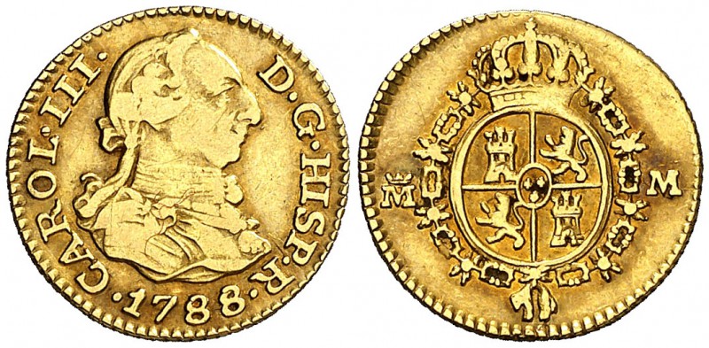 1788. Carlos III. Madrid. M. 1/2 escudo. (Cal. 781). 1,69 g. MBC-/MBC.