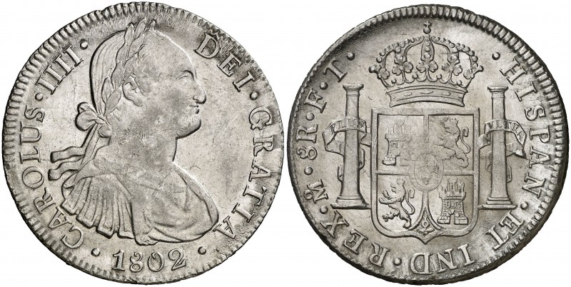 1802. Carlos IV. México. FT. 8 reales. (Cal. 698). 26,84 g. Atractiva. Escasa as...